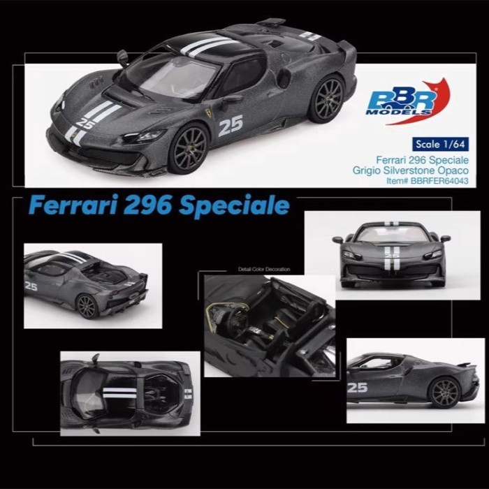 BBR 1: 64 Ferrari Ferrari 296 โมเดลรถโลหะผสมพิเศษ