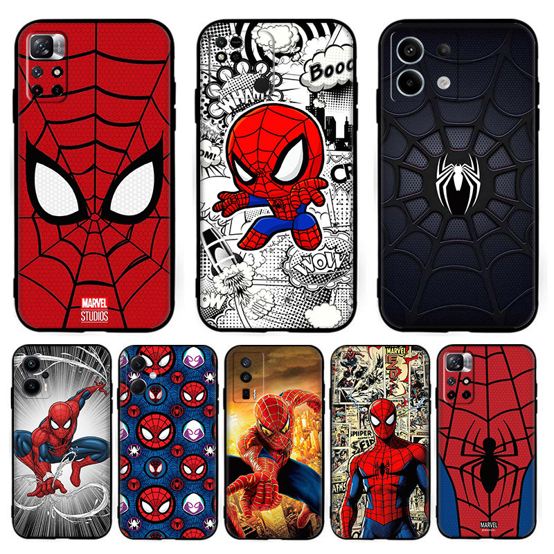 สําหรับ Redmi K20 K40 K60 K70 Pro K50 Gaming A3 A3X อะนิเมะ spider man ปลอก 7Y6 สีดํา TPU ซิลิโคนนุ่