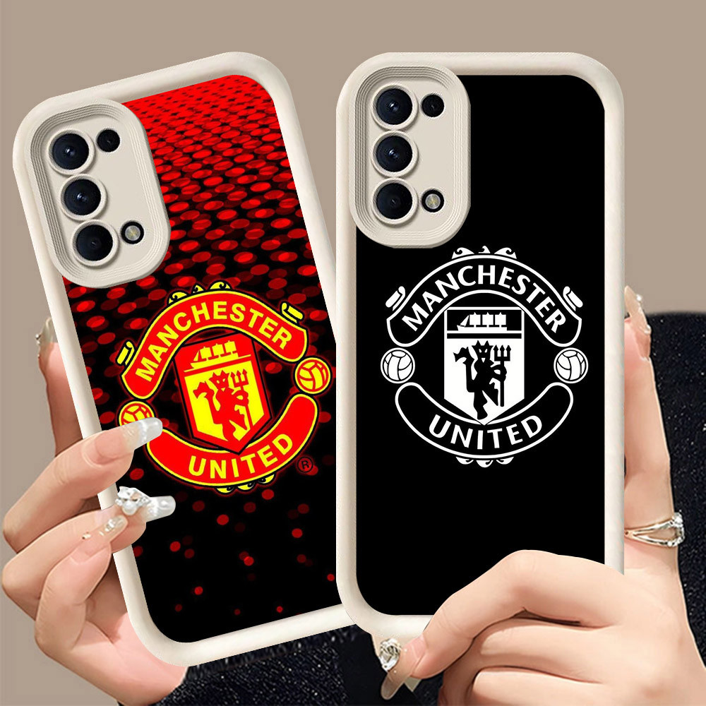 Q-3 Klub FC ขาวดำเคสโทรศัพท์หรับ OPPO Reno 5F 5 4F Iite 4 5Z Lite 5G ปกสีชมพู