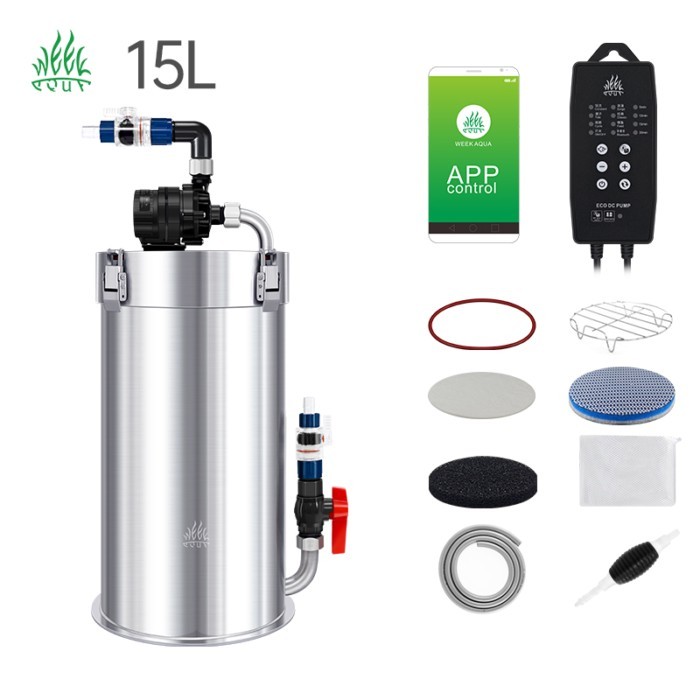 15L Sound off Fish tank External Filter Bucket Filter with Filter Cotton Water Pump Water Pipe Fish