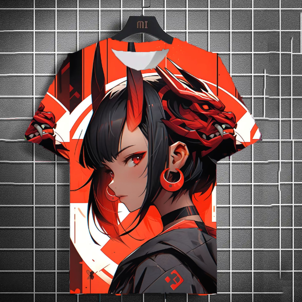 2026 ใหม่ผู้ชายSamurai Katana Tattooสาวเสื้อยืดStreet 3Dพิมพ์UnisexบุคลิกภาพอะนิเมะTeeฤดูร้อนผู้หญิง