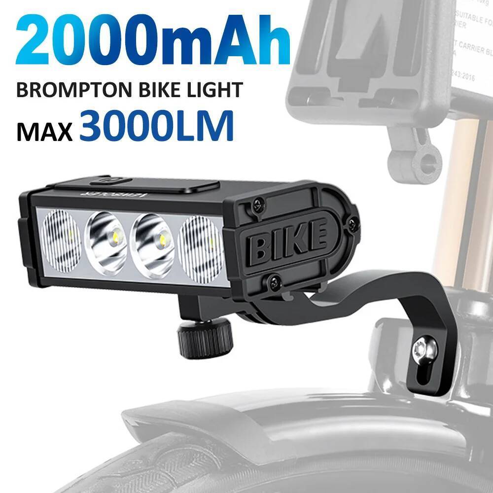 NEWBOLER Brompton จักรยานพับได้ ไฟหน้า LED 3000 Lumen กันน้ำ พร้อมแบตเตอรี่ 2000mAh