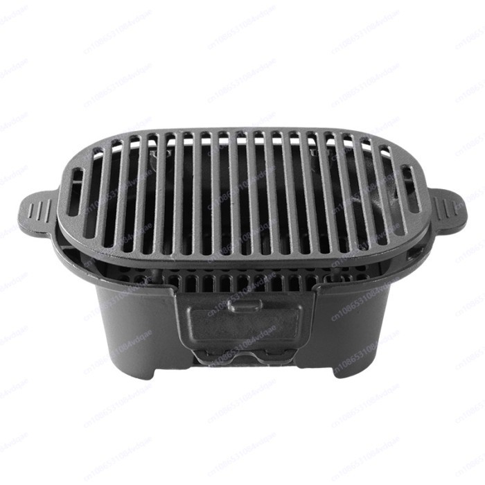 Thickened cast iron grill, household portable charcoal grill