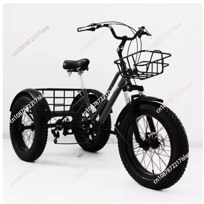 lightweight Electric Tricycle Hybrid Moped For Elderly People 20 Inch 3 Wheel  Bike With Basket