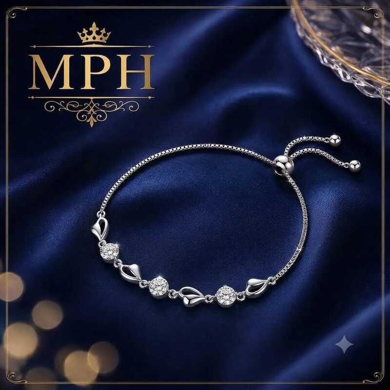 MPH - สร้อยคอมือเพชร ทรงกลม นำโชค ของขวัญ วันเกิด W-322 010