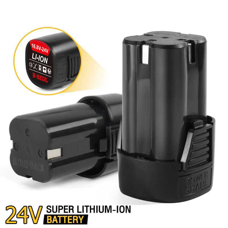 (2 Batteries) Cordless Drill 24V Lithium-Ion Square Li-Ion Battery, 24V-2Pcs 2Da