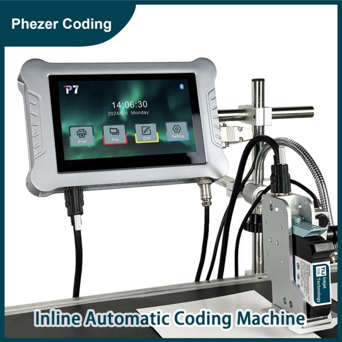 Phezer P7 12.7/25.4mm High speed Label Printer TIJ QR Bar Batch Code Date Number Logo Expiry Date O