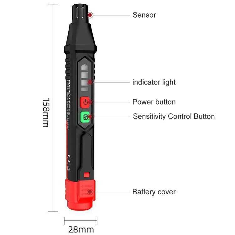 Huabo HT59 HT60 เครื่องตรวจจับก๊าซปลุกคู่ปากกาตรวจจับการรั่วไหลของก๊าซ