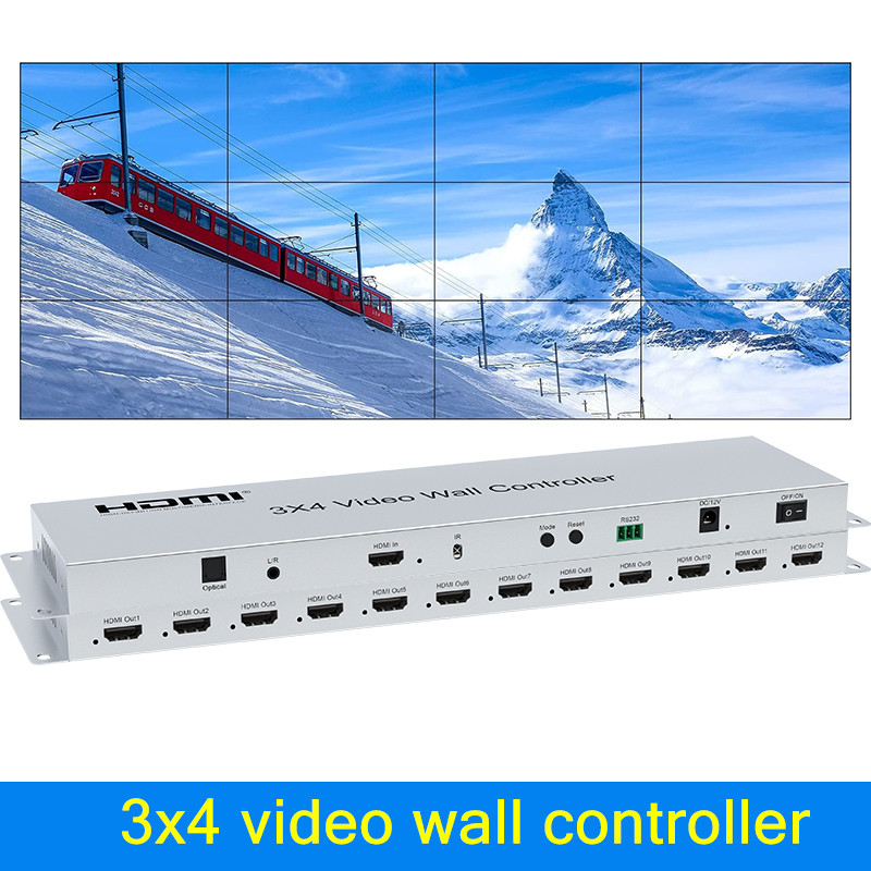 12-Channel Video Wall Controller 3x4 1080P 60Hz HDMI Video Wall Processor 3x4 3x3 2x5 2x4 2x2 4x1 1x