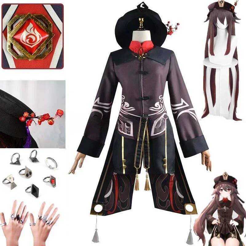 W 2025 Costume Uniform Wig Cosplay Anime Game Gshin Impact Hutao Cosplay Hu Tao Chinese Style Hallo