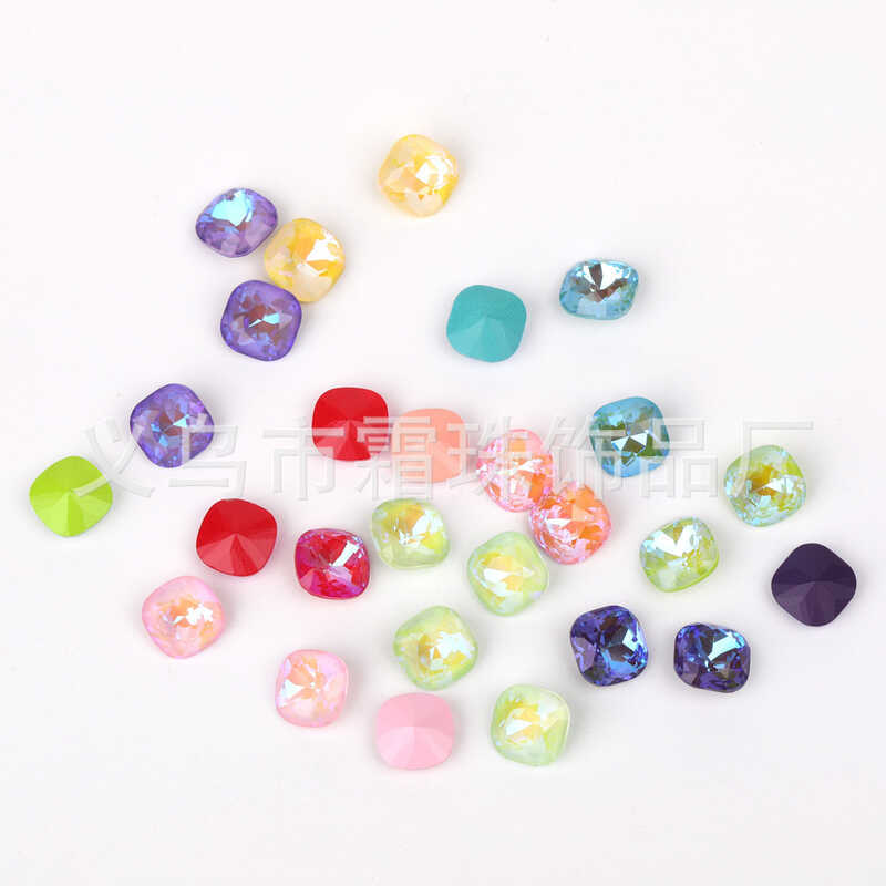 Aurora Phantom Color Mocha Diamond Fat Square Glass เพชรเครื่องประดับ Super กระพริบเล็บเพชรสามมิติ S