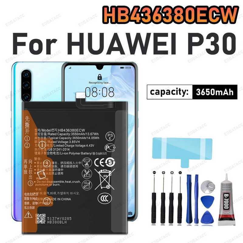 แบตเตอรี่ HB436380ECW คุณภาพสูงใหม่ 100% สำหรับโทรศัพท์มือถือ HUAWEI P30 ELE-L09 ELE-L29 ELE-AL00 EL