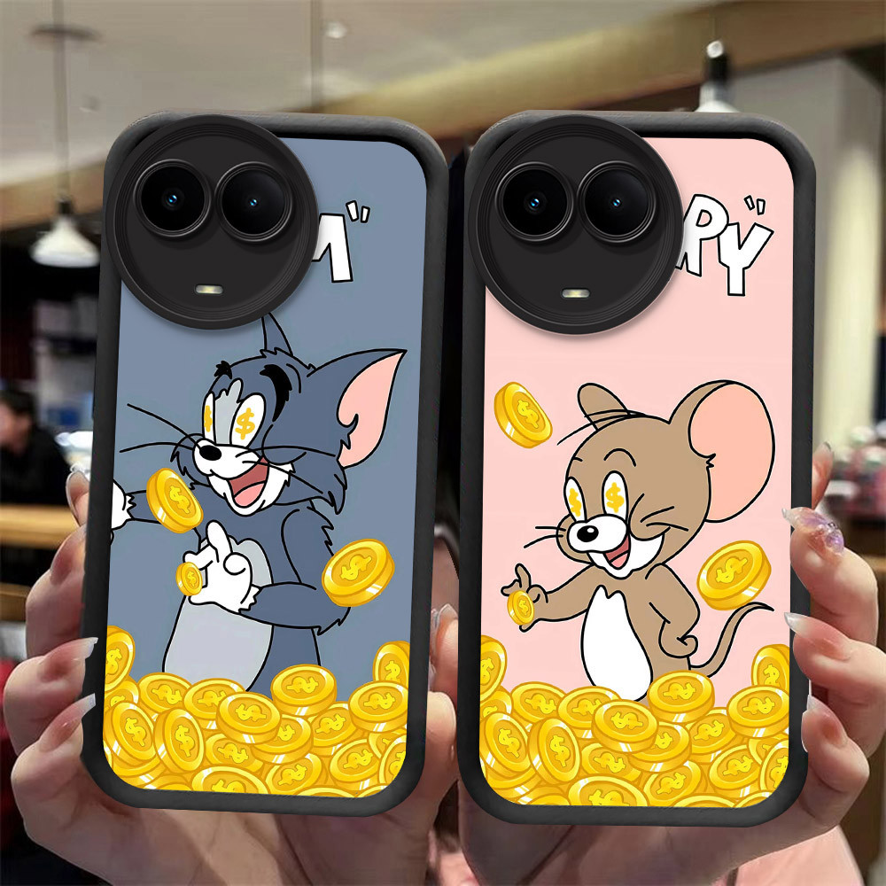 J-27 Cat gold Mouse ดำขาวชมพูเคสโทรศัพท์หรับ Realme C67 11 V50S Narzo 60X NFC 11X V50 5G