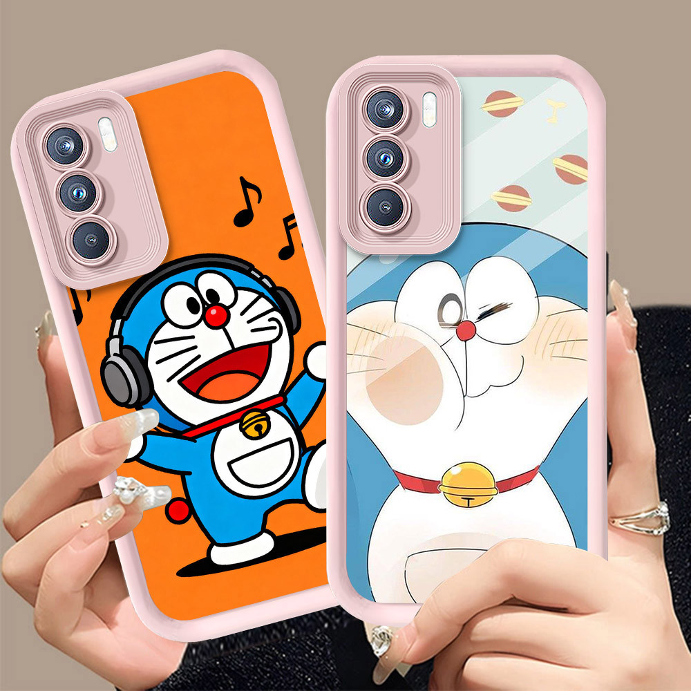Q-6 Doraemon cute ขาวดำเคสโทรศัพท์หรับ Realme C75X C75 14X C73 5G ปกสีชมพู