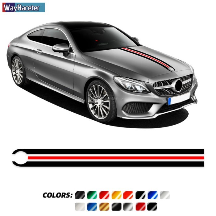 Car Hood Sticker Bonnet Stripes Decal For Mercedes Benz W204 W205 W176 W177 A45 CLA250 W213 W211 C6
