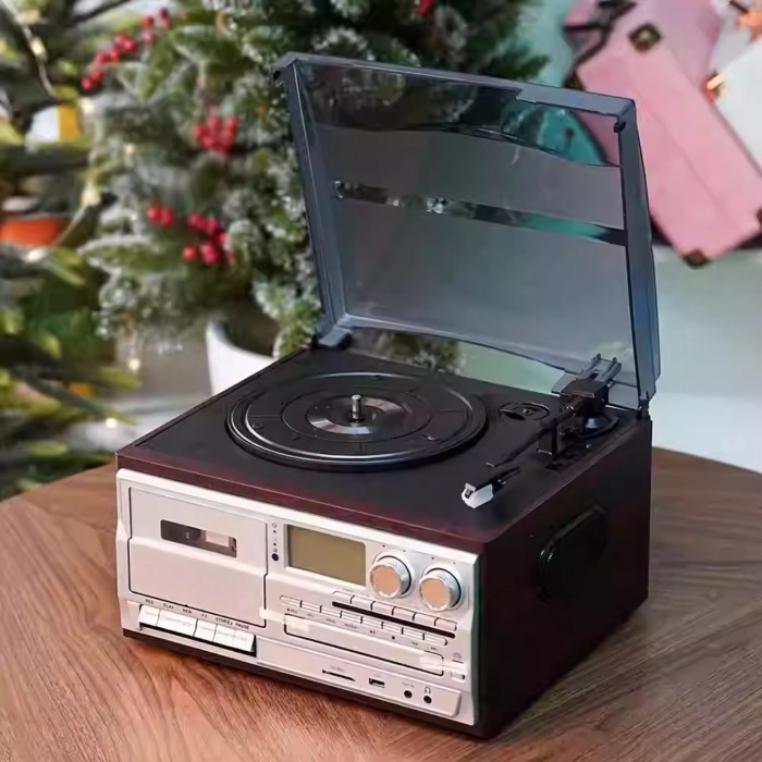 Retro Vinyl Record Player Vintage Tape Player FM AM Radio Desktop Multifunctional Bluetooth Speaker