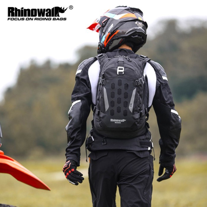Rhinowalk Motorcycle Backpack 23L Motorbike Helmet Bag With Rain Cover Cycling Backpack Magnetic Bu