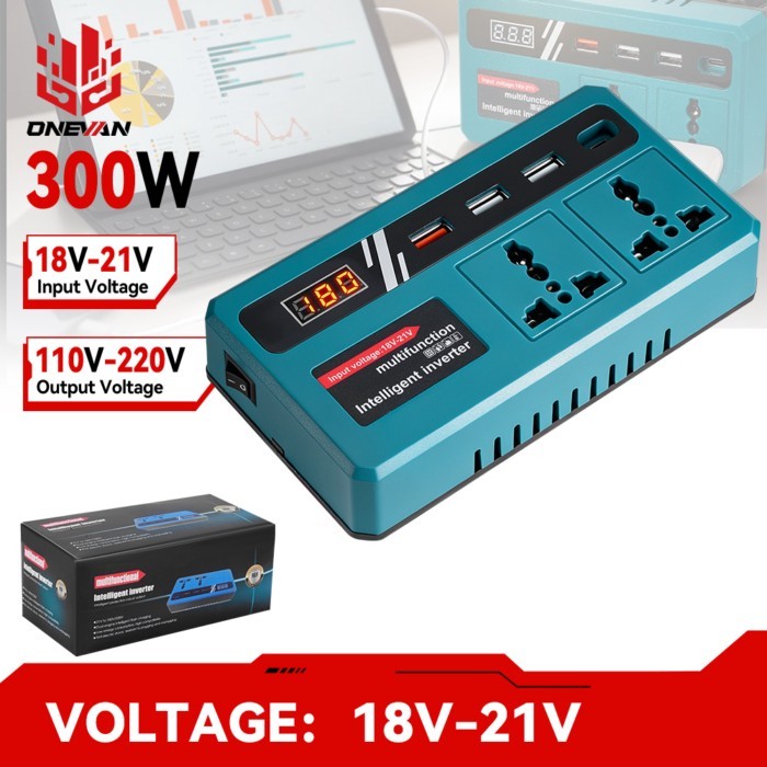 ONEVAN 300W Power 18V-21V Inverter Multifunctional Portable Adapter Universal Socket Inverter Charg