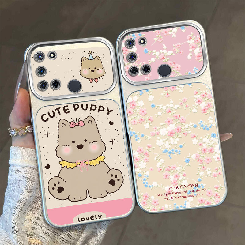 เคสสําหรับRealme 7i C17 Large Window Matte Advanced Silicone anti drop soft case with Cute puppy and