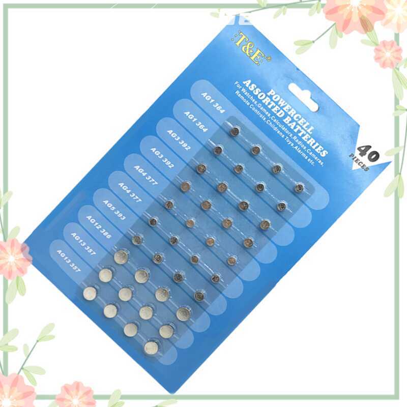 Green Sea NEW 40 X ASSORTED BUTTON CELL WATCH BATTERY AG 1 3 4 5 12 / 13 2C3