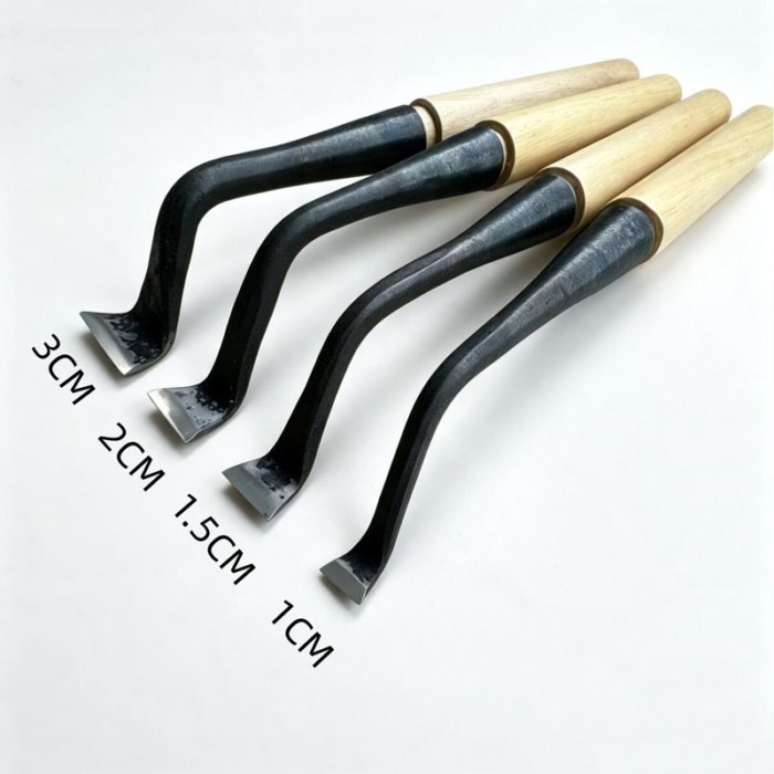 Curved Neck Flat Mouth Carving Chisel Knife - Straight Handle Tree-root Carving Tool for Carpentry