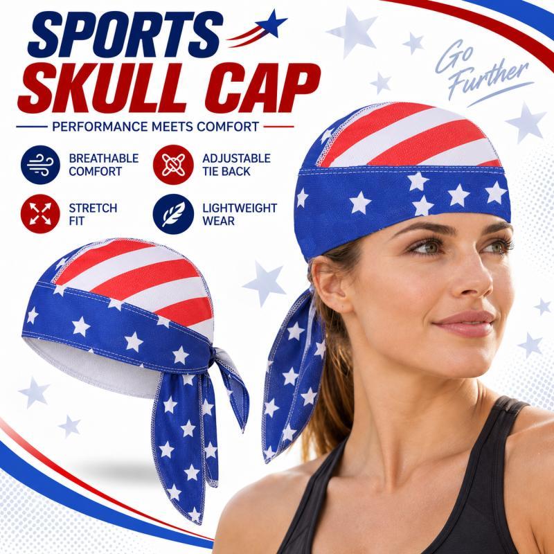 Sports Skull Cap Tie Back Head Wrap, Pirate Bandana สําหรับขี่จักรยานวิ่งออกกําลังกายฟิตเนสกิจกรรมกล
