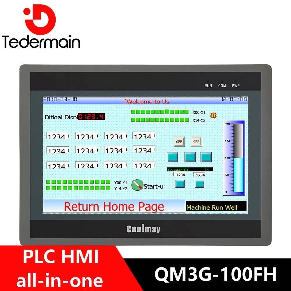 Coolmay 10.1 นิ้ว HMI PLC หน้าจอสัมผัส QM3G-100FH-44MT Digital Programmable Logic Controller All-in-