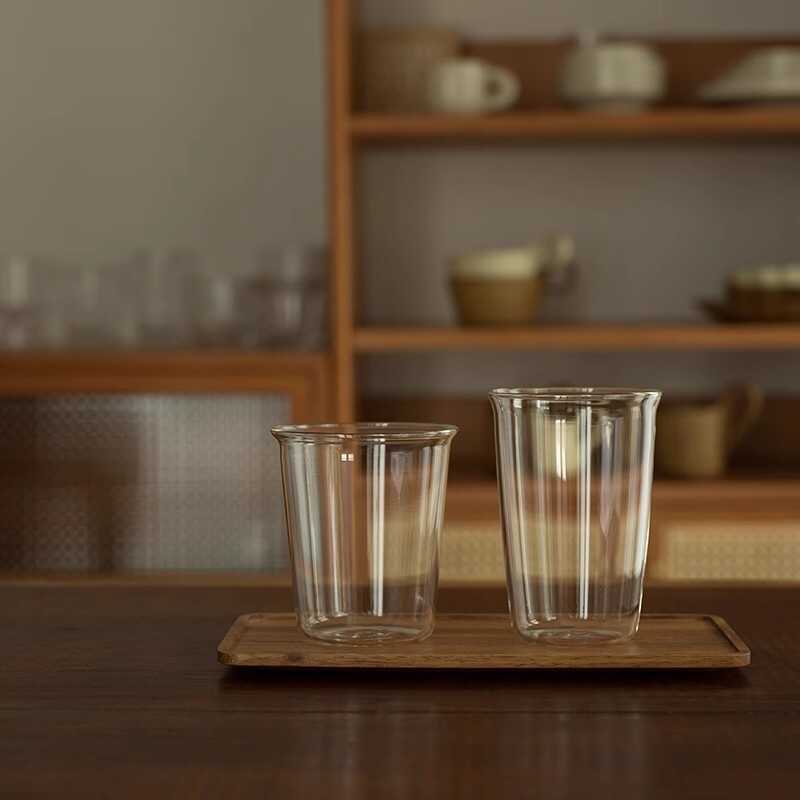 Simple Glass Cup i ns Reverse Mouth Coffee Water Tea Milk Drink Past อาหารเช้า
