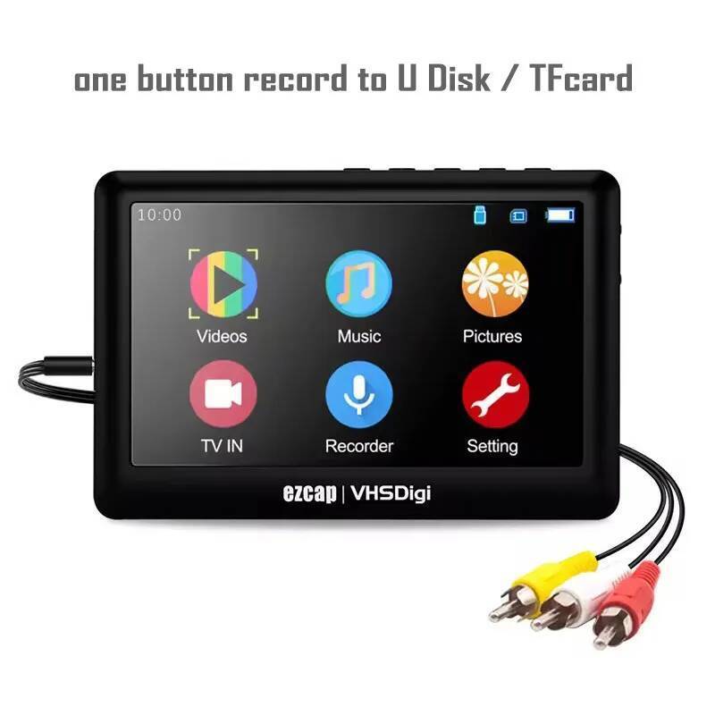 CVBS AV การ์ดจับภาพวิดีโอกล่องบันทึกพร้อมจอแสดงผลหน้าจอ HDMI Loop F VHS VCR เครื่องเล่น DVD ไปยังไดร