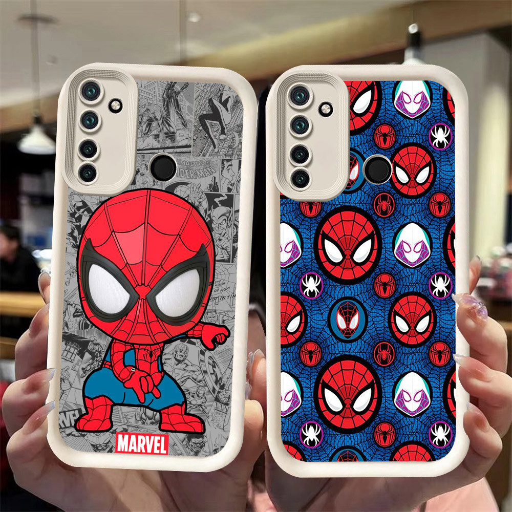 J-10 Spiderman ดำขาวชมพูเคสโทรศัพท์หรับ Realme 5S Q 5 7i 5i C17 Pro