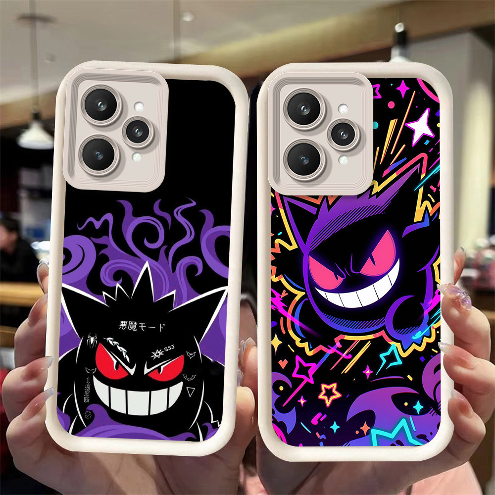 J-1 Pokemon Gengar ดำขาวชมพูเคสโทรศัพท์หรับ Realme 9i V23i C35 C31 Q5i 10 V23 5G