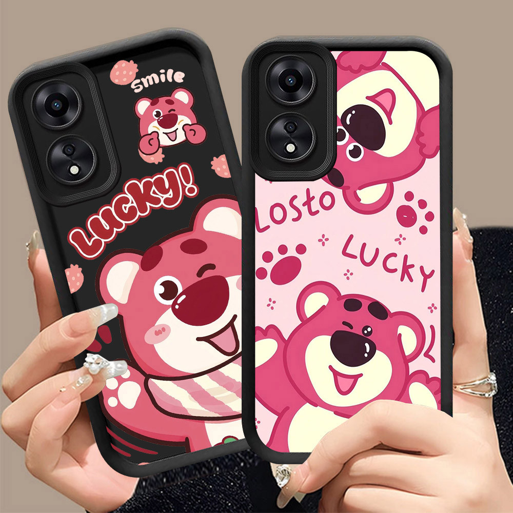 Q-17 Lotso ขาวดำเคสโทรศัพท์หรับ OPPO Reno 8T A2X A1X A98 A1 A60 F23 Pro 5G ปกสีชมพู