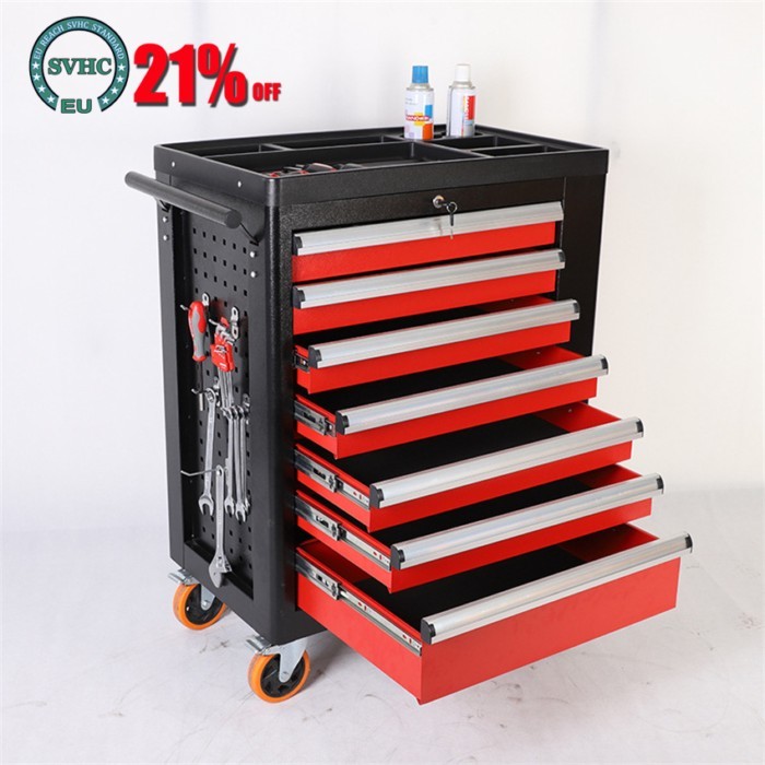 Auto Repair Toolbox 7 Drawer Storage Toolbox Multifunctional Workshop Mobile Hardware Tool Cart Aut