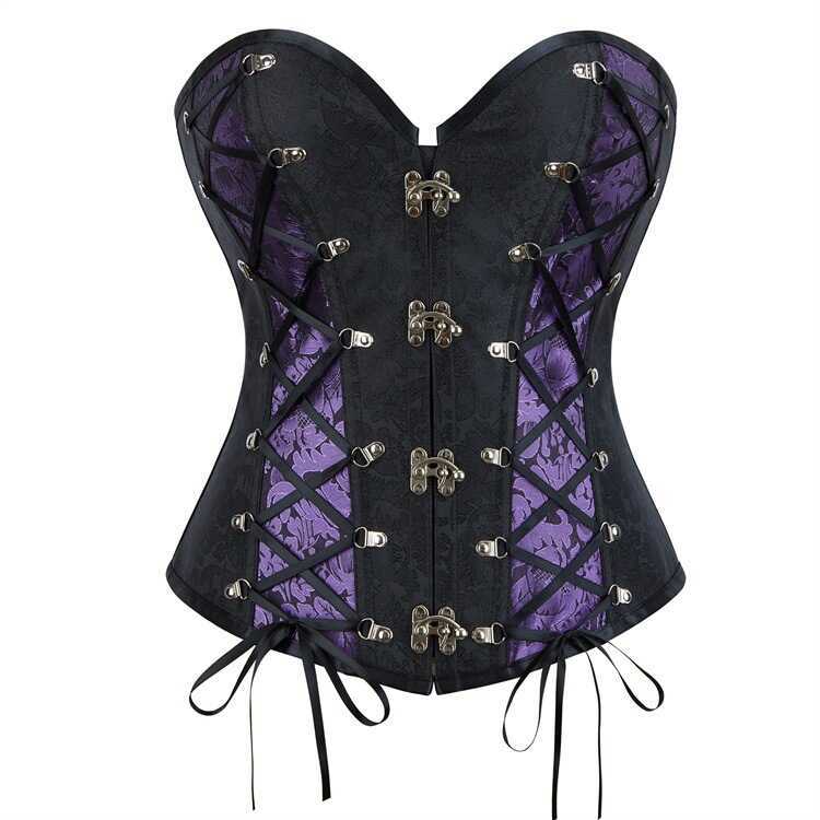 Retro Court Corset Steampunk Chain Gothic Tights ฮาโลวีน Fishbone Coat