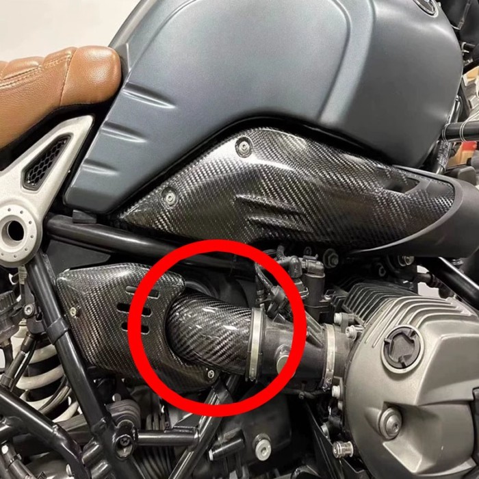 100% Pure Carbon Fiber Air Intake Protective Cover Guard For BMW R NINE 9 T Right Side exhaust Prot