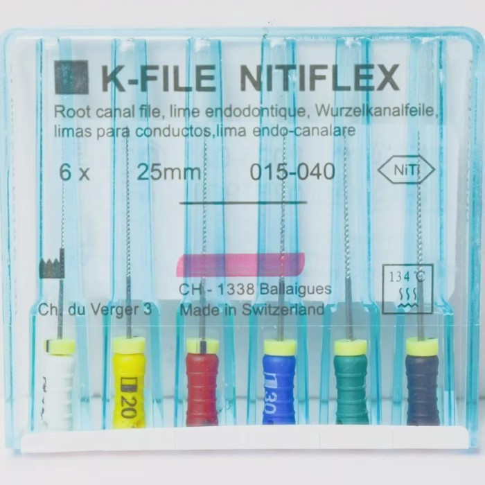 6pcs 15-80#Dental K-FILE NiTi Flexible Endo Root Canal K Files Hand Use Endodontic Nickel Titanium