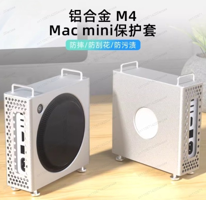 Aluminum Alloy Dustproof Case for Mac Mini M4/m4 Pro Case with Heat Dissipation Stand Shockproof Pr