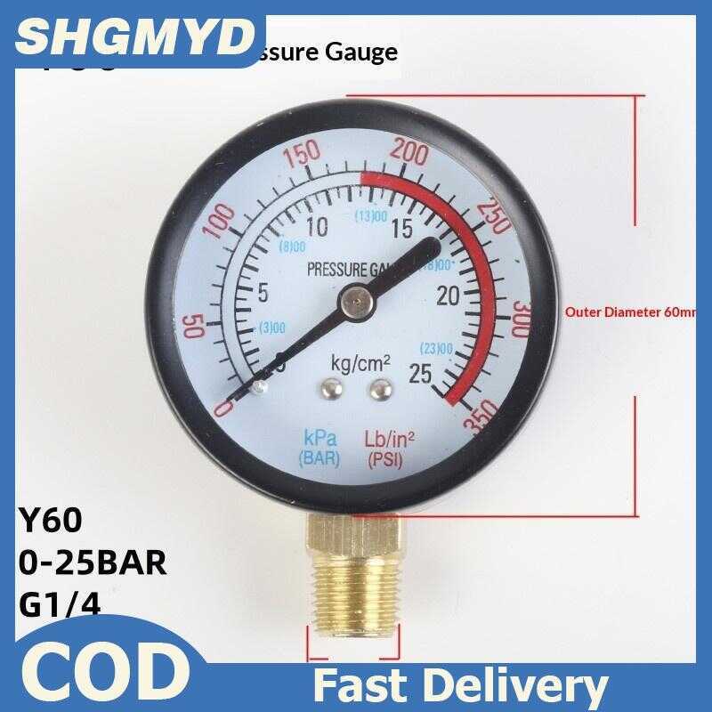 cs 0-25Bar 0-10Bar 0-12Bar Hydraulic Fluid Measuring Instrument Air Compressor Pressure Gauge DIY