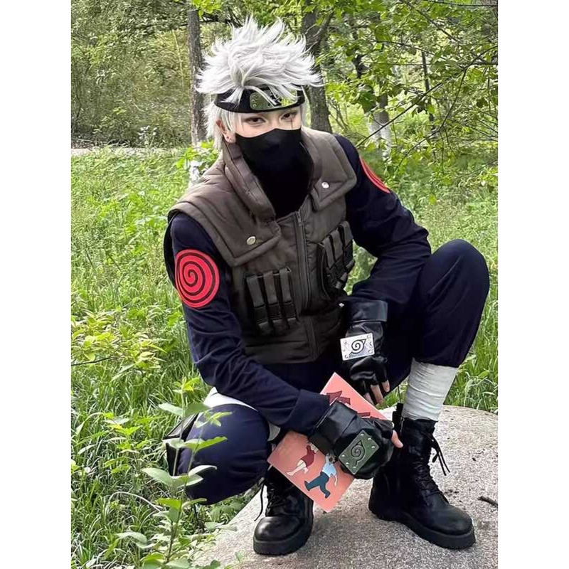 เสื้อกั๊ก cosplay Kakashi จาก Naruto เหมาะสำหรับผู้ใหญ่และเด็ก ขนานงานด่วน ผมตรง