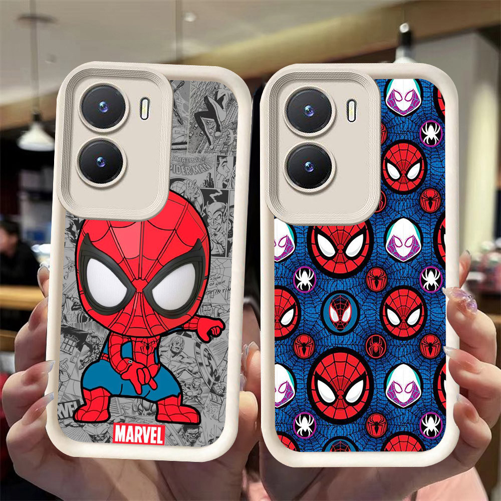 J-10 Spiderman ดำขาวชมพูเคสโทรศัพท์หรับ VIVO Y15S Y02S Y15A Y16 Y01A Y01 IQOO Z7i