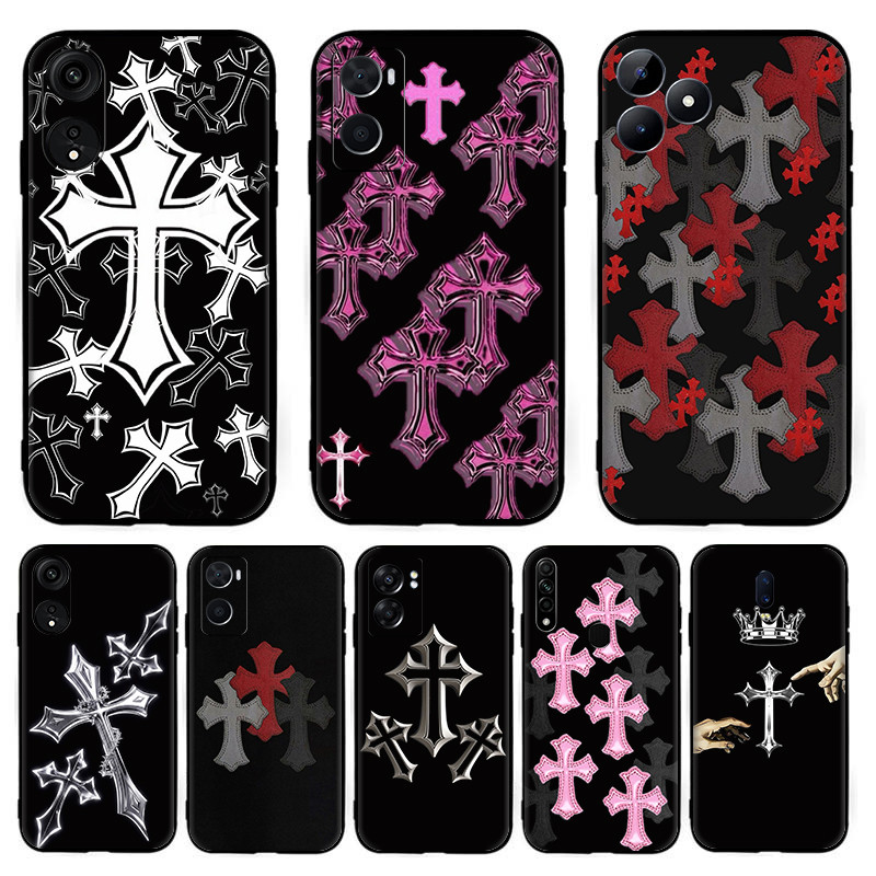 สําหรับ OPPO R9 F1 Plus R9S Reno 2 2Z 2F 3 4 Pro 5 5F Lite 5K cross รูปร่างปลอก 7Y6 สีดํา TPU ซิลิโค