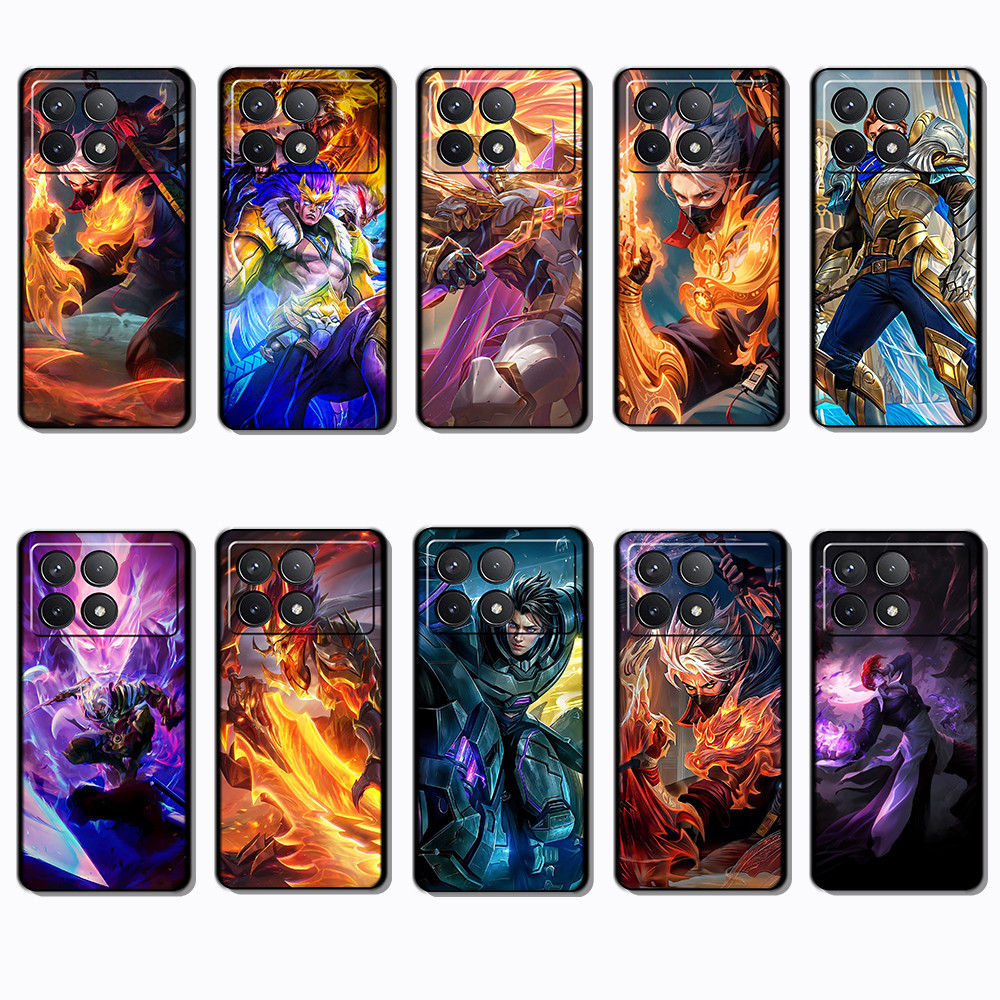 เคสโทรศัพท์สีดําแบบนุ่มสําหรับ Xiaomi Redmi K40 K60 K70 หมายเหตุ 7 8 Pro Mobile Legends Cover