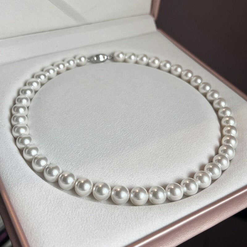 High-Endออสเตรเลียสีขาว South Sea Mother-Oyster สร้อยคอมุกรอบ Non-Fade Ingot Buckle สร้อยคอหรูหรา Hi