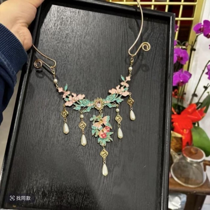 สร้อยคอจีนใหม่ Hanfu กับ Yingluo Collar Fever Blue Collar