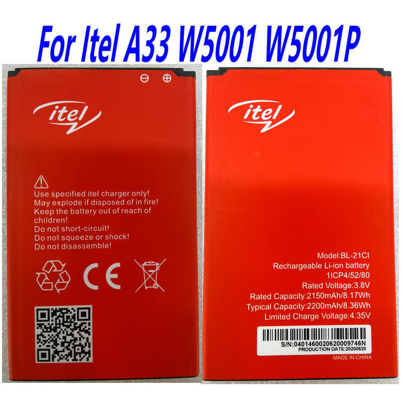 แบตเตอรี่ทดแทน Bl-21Ci สำหรับโทรศัพท์มือถือ Itel A33 W5001 W5001p