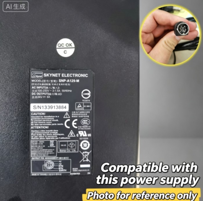 เหมาะสำหรับอะแดปเตอร์ SKYNET ELECTRONIC SNP-A129-M 24V5A สายชาร์จจอภาพสี่พิน