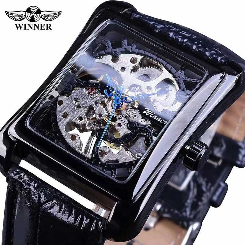 นาฬิกา T-WINNER Winner Square Men Manual Mechanical Watch Men Manual Mechanical Watch Belt