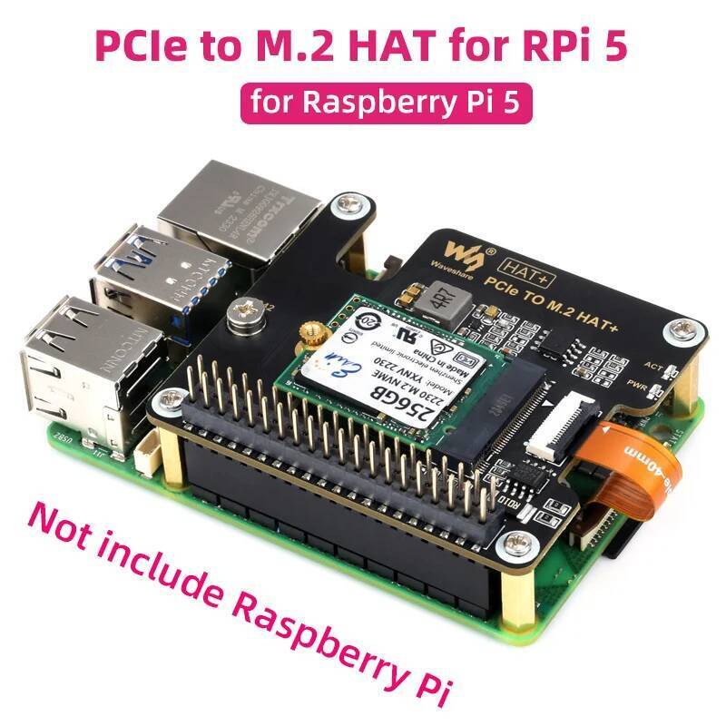 Raspberry Pi 5 PCIe ถึง M.2 HAT NVME บอร์ดขยายความเร็วสูงพร้อมสาย 16P GPIO Header รองรับ Active Cool