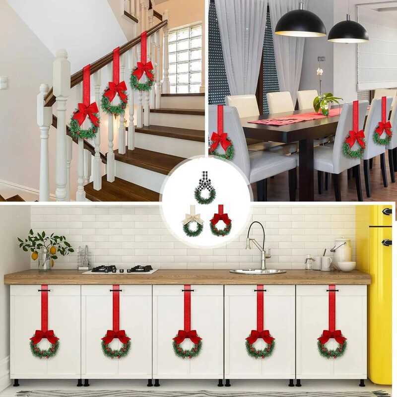 C Christmas Decorations Bow Ribbon Rattan Wreath Christmas Wreath Diy Kitchen Cabinet Door Hanging