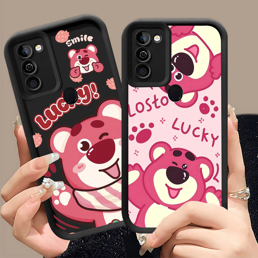 Q-17 Lotso ขาวดำเคสโทรศัพท์หรับ Infinix Smart Hot 9 7 5 11 10 Lite Play ปกสีชมพู